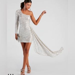 White shimmer dress